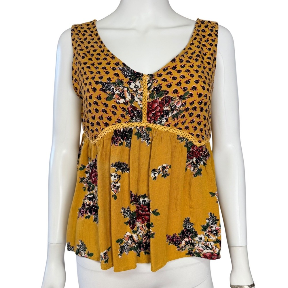 Alya‎ Floral Babydoll Empire Waist Indie Boho Cottagecore Festival Hippie Top M